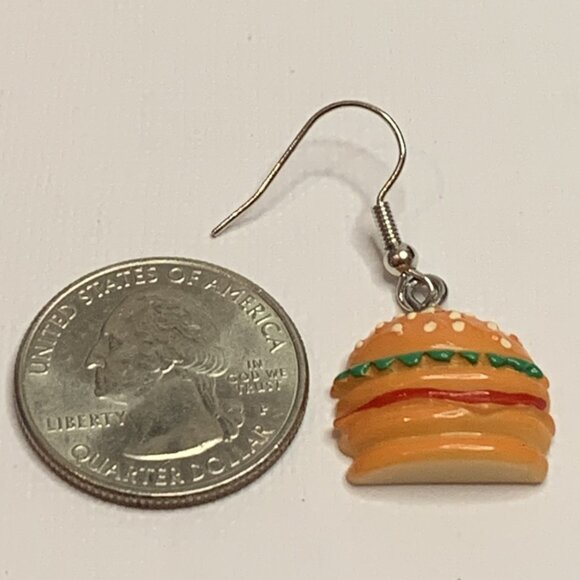 Hamburger Earring, Funny Food Earring, Silly Earring, Gift Idea, Burger Earring - Picture 5 of 5